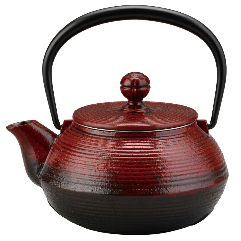 会津漆器・会津塗 朱ぼかし 線引急須 (漆・手塗)