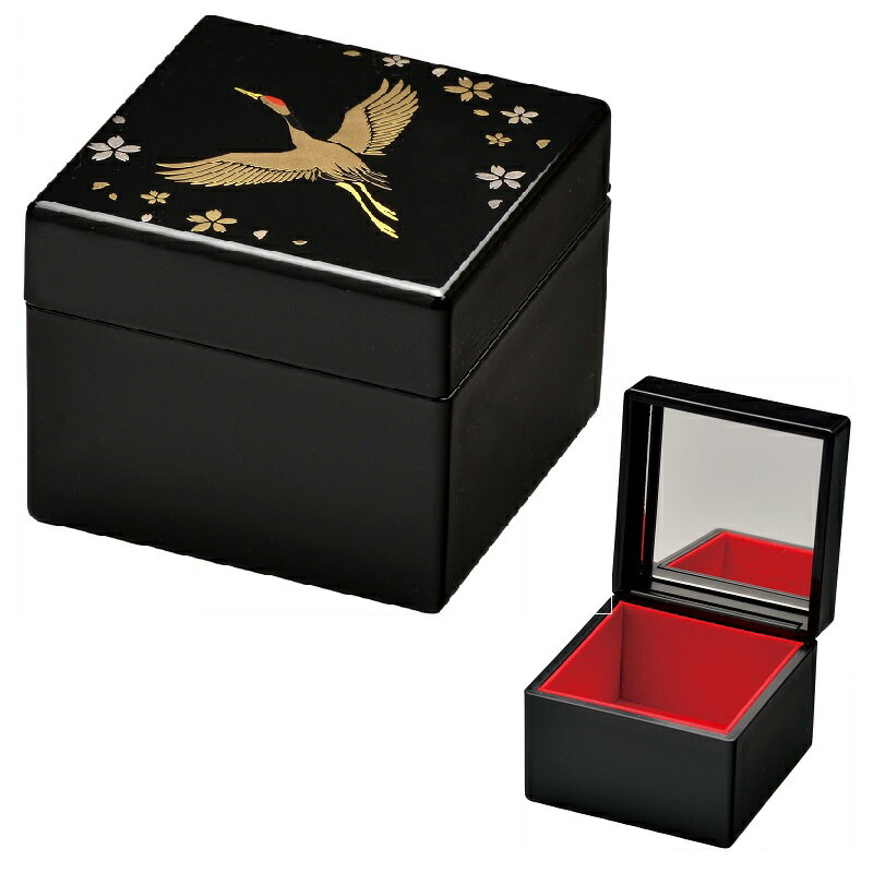 Rakuten - 会津漆器・会津塗 黒 姫小箱 鶴と桜 内別珍