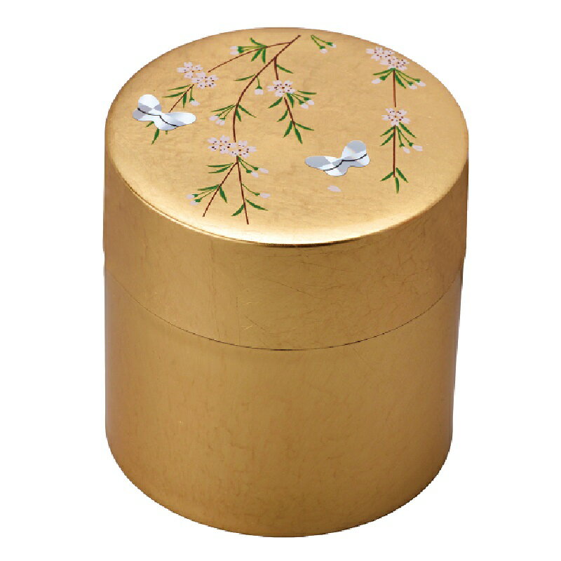 会津漆器・会津塗 金箔工芸 金箔 茶筒 しだれ桜