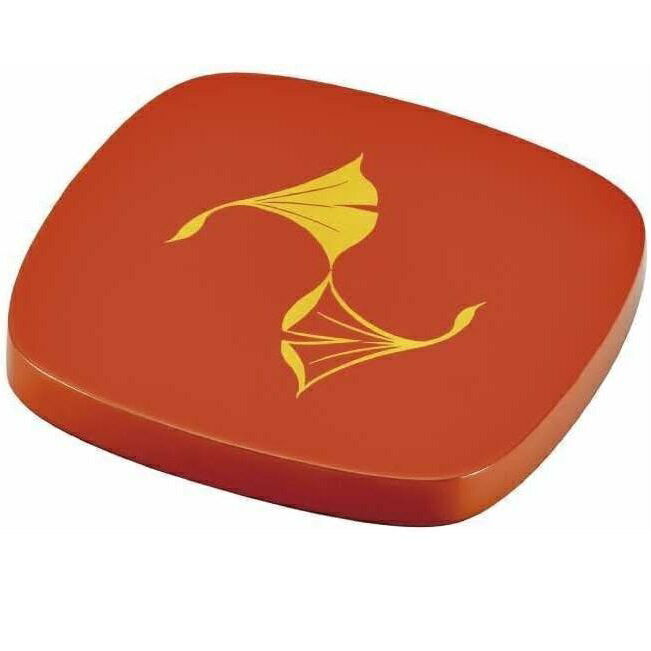 会津漆器・会津塗 洗朱 急須台 いちょう（漆）