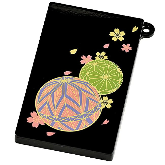 会津漆器・会津塗 黒 ICカードケース (手まり桜)