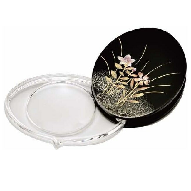 会津漆器・会津塗 小判ルーペ 胡蝶蘭 (黒)