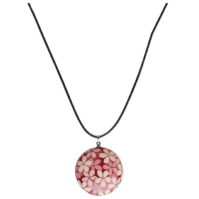 会津漆器・会津塗 丸型ペンダント RANMAN（漆塗・手塗・手描）うるわし玉 (朱)