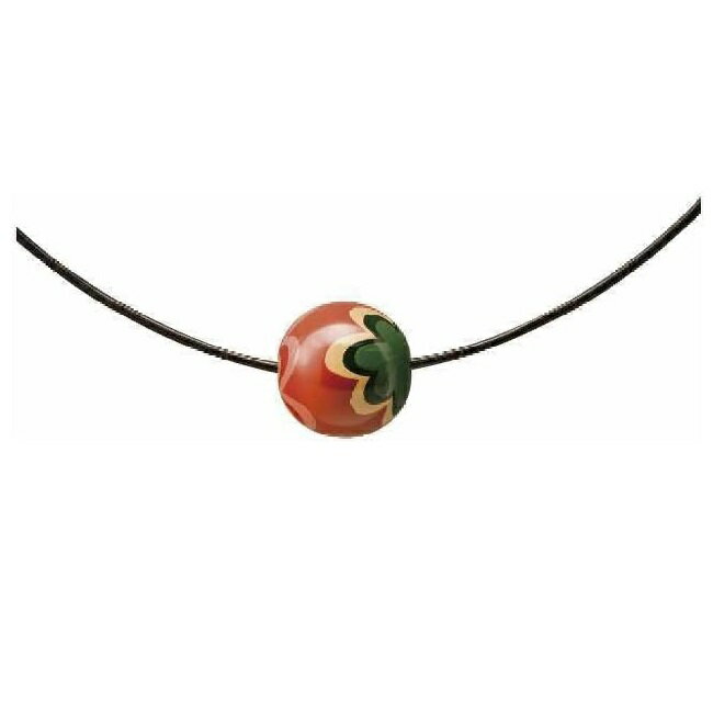 会津漆器・会津塗 うるわし玉 洗朱 丸玉ペンダント ふらわあ（漆・手塗・手描）