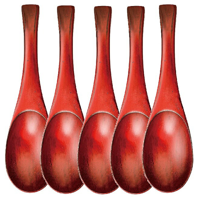 会津漆器・会津塗 レンゲ（漆）根来 (5本組)