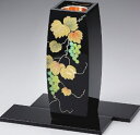 会津漆器 花瓶/花生 黒 胴張花生 葡萄<ギフト プレゼント お祝い お返し 敬老の日 父の日 母の日 インテリア>