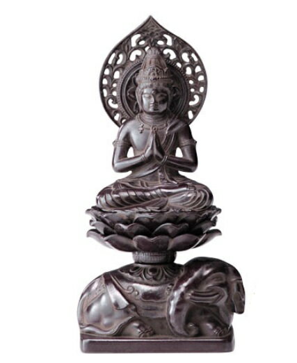 亜鉛合金／ダイカスト製 普賢菩薩 高さ約15cm（たつ・へび年生まれのお守り本尊（古美金　古美茶　古美青銅）