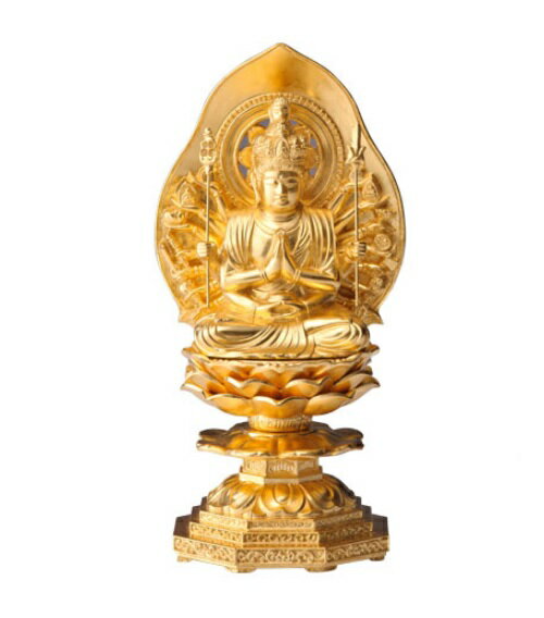 金沢金箔仕上げ 高さ約15cm 千手観音菩薩(ねずみ年生まれのお守り本尊）