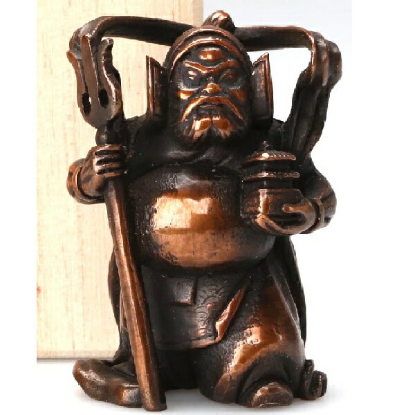 高岡銅器 名匠旭峰作 置物 七福神ミニ 毘沙門天 銅製品特有の光沢があり高級感があります。