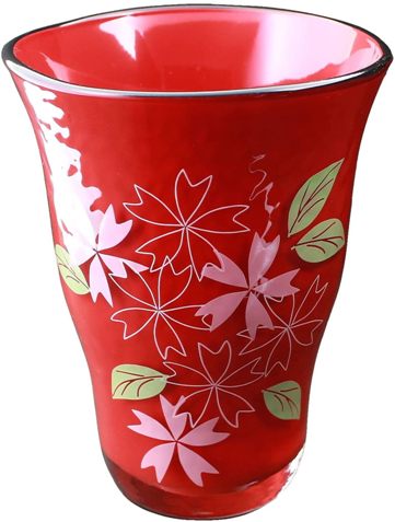 日本製ガラス漆 ロンググラス 桜 赤 容量約440ml＜ギフト　プレゼント　父の日　母の日　誕生日　お祝い　普段使い＞