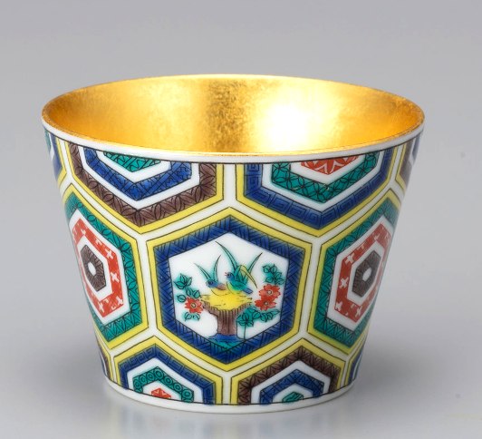 金沢本金箔/九谷焼コラボ　黄金に輝く祝いの器　猪口（フリーカップ/アイスクリームカップ/デザートボ..