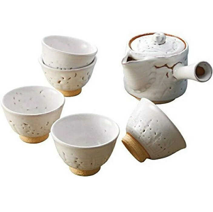 萩焼 服部天龍窯 白萩番茶器揃 急須：（400ml）碗（150ml）×5