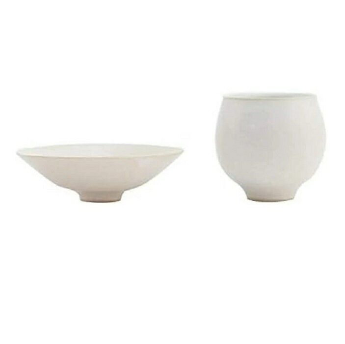 萩焼 服部天龍 ペア酒器　盃: 120ml、ぐい呑: 180ml