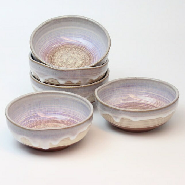 萩焼 椿秀窯 萩の雫 そら小鉢揃　約φ11.4×H4.8cm×5客