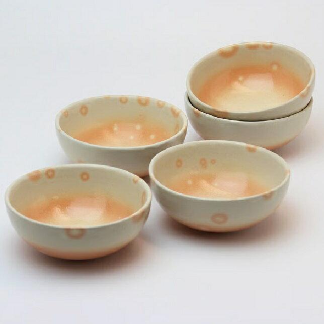 Shigaraki Ware - 萩焼 椿秀窯 御本手平小鉢揃　約φ11.0×H4.5cm×5客