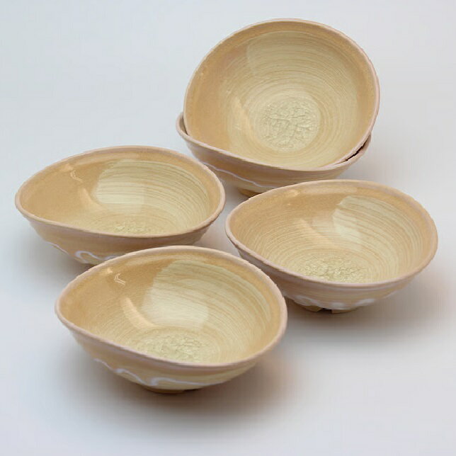 Rakuten - 萩焼 椿秀窯 萩の雫 しずく小鉢揃　約13.0×12.0×H5.0cm×5客