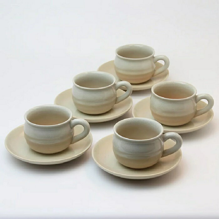 萩焼 椿秀窯 姫土 珈琲セット（180ml）×5客