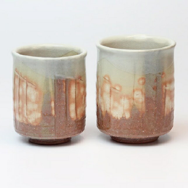 萩焼 椿秀窯 あかね組湯呑　湯呑小：約φ6.5×H8.3cm（200ml）湯呑大：約φ7.0×H9.0cm（240ml）