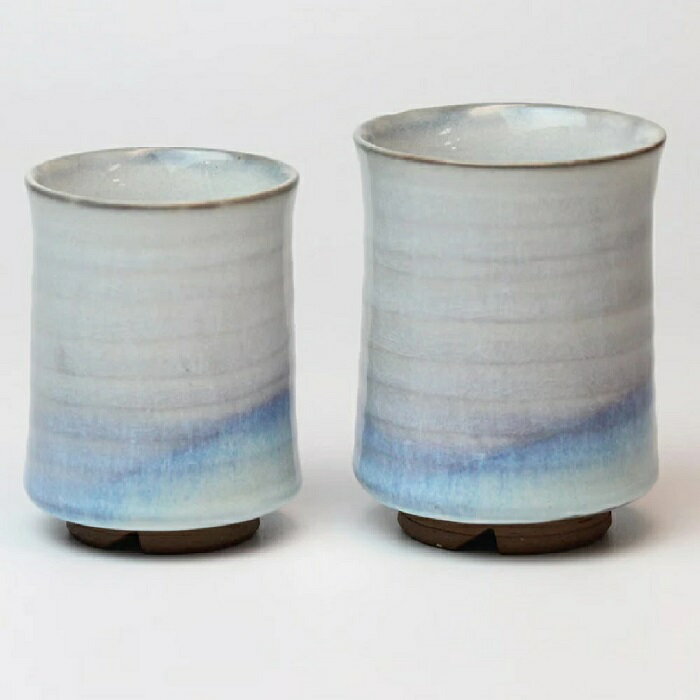 萩焼 椿秀窯 白雲組湯呑　小：約φ6.0×H8.3cm（200ml）大：約φ7.0×H9.0cm（240ml）