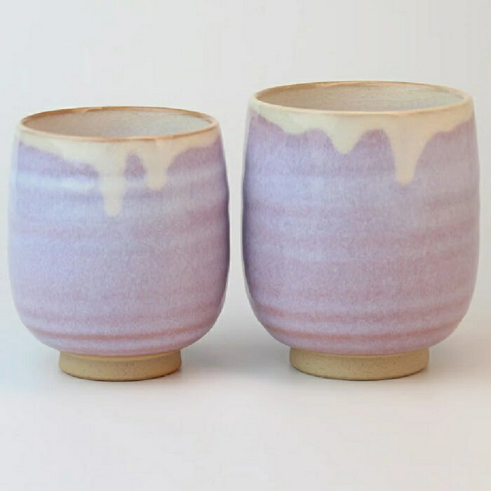 萩焼 椿秀窯 銀灰組湯呑　小：約φ7.0×H8.0cm（210ml）大：約φ8.0×H9.0cm（270ml）