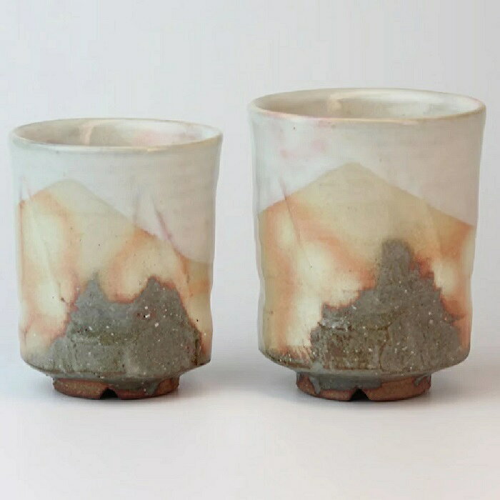 萩焼 椿秀窯 椋原 佳俊作 秋実組湯呑　小：約φ6.5×H8.0cm（180ml）大：約φ7.0×H9.0cm（240ml）