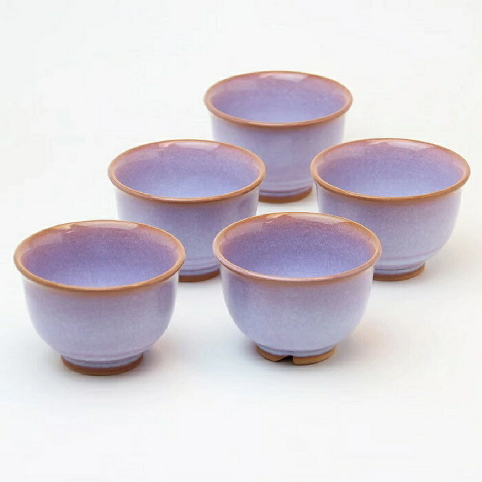 萩焼 椿秀窯 釉彩汲み出し揃（約φ8.5×H6.0cm）（170ml）×5客