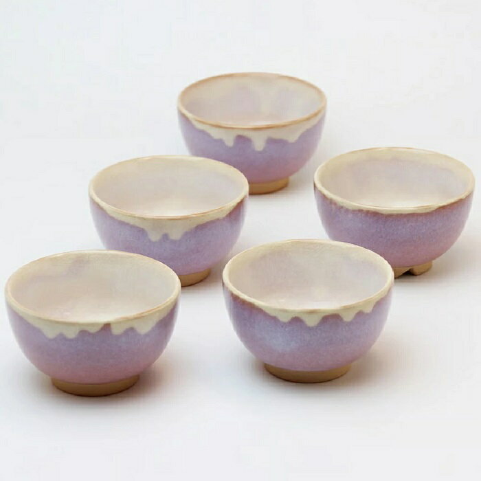 萩焼 椿秀窯 萩むらさき汲み出し揃（約φ8.0×H5.0cm）（130ml）×5客