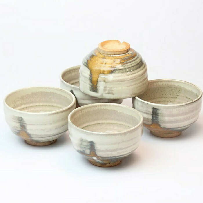 萩焼 椿秀窯 昂緑汲み出し揃（約φ9.5×H6.0cm）（220ml）×5客