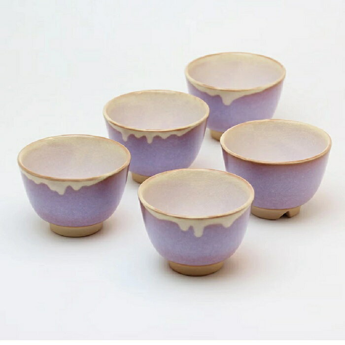 萩焼 椿秀窯 萩むらさきゆり汲み出し揃（約φ8.0×H5.5cm）（130ml）×5客