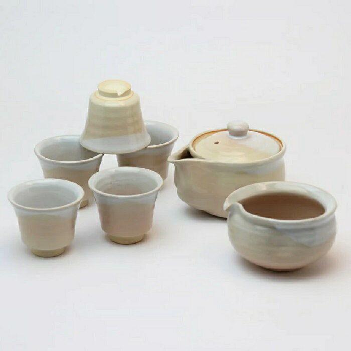 萩焼 椿秀窯 姫土煎茶器揃 急須：（200ml）さまし：（170ml）碗（60ml）×5