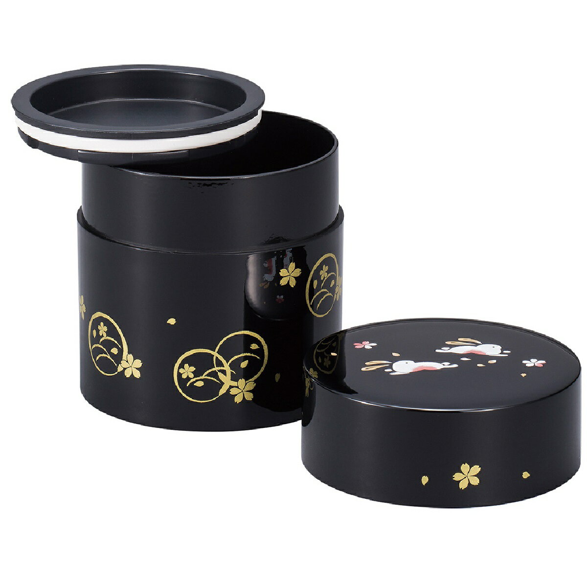 Rakuten - 山中漆器 山中塗 茶筒 丸うさぎ 黒