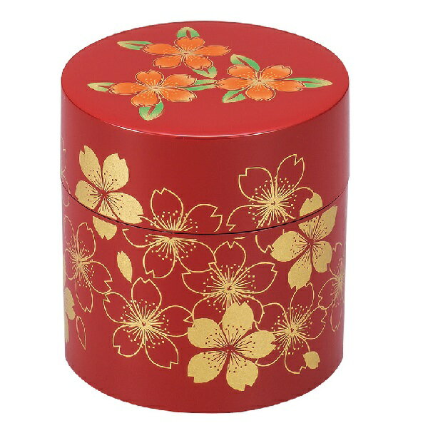 山中漆器 山中塗 茶筒 さくら/ 赤