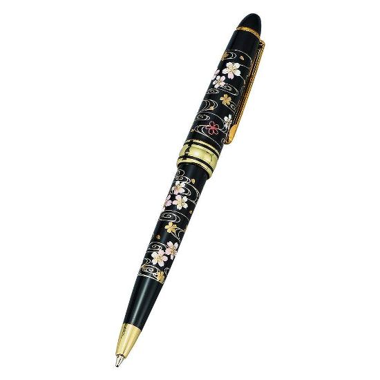 山中漆器 漆芸ボールペン 桜川 ブラック<ギフト プレゼント 父の日 誕生日 敬老の日 お祝い お返し 記念品 海外土産>