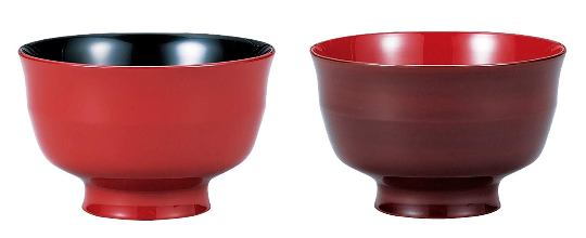 山中漆器　9a240 木製　3.8　汁椀睦揃　さざ波　桜　真塗