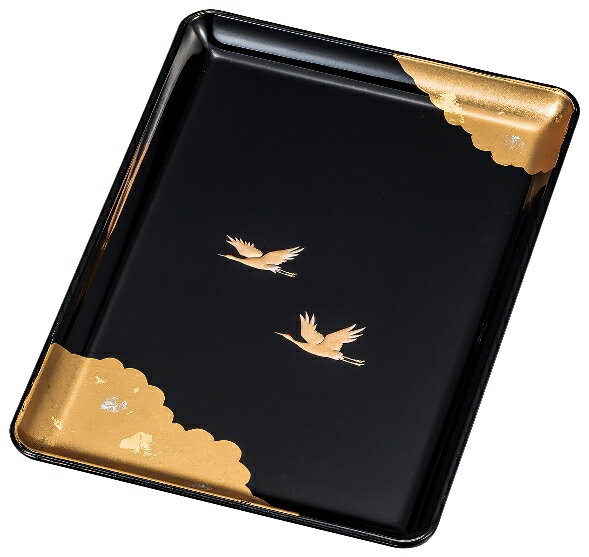 山中漆器 名刺盆 光輝 黒/洗朱