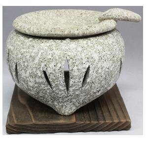 常滑焼　茶香炉山房窯　石風　杉板付 径11.5×9.5