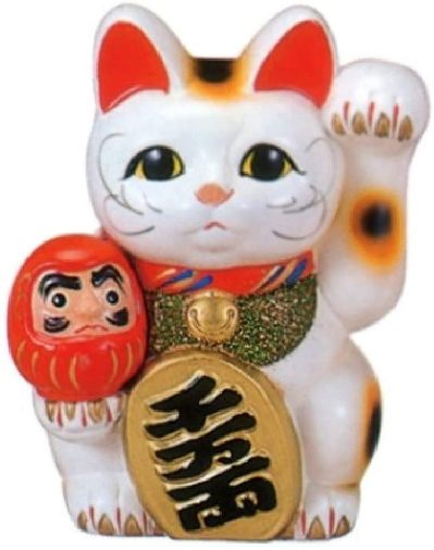 Rakuten - 常滑焼 招き猫　6号ダルマ付小判猫＜左手を上げる猫はお客を招く！＞