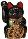 常滑焼 招き猫 梅月 開運黒手長小判猫（右手）15号 高さ：48cm