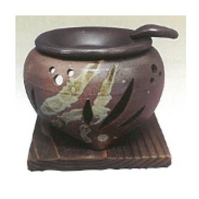 常滑焼 山房窯　茶香炉　杉板付　サイズ　11.5×高さ9.5cm