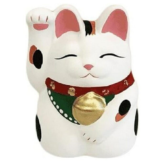 常滑焼 招き猫 デザイン・常滑焼原型師・伊奈武八氏「手描き 金運来福 萬助猫」3号（右手）