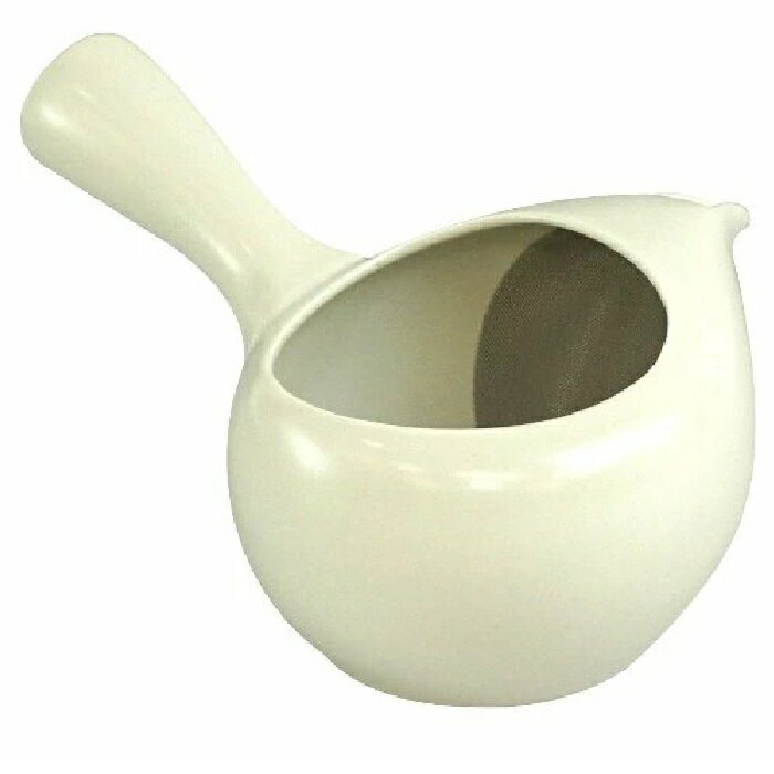 常滑焼 珈琲急須 晶窯作「フタなし 白」400ml (80メッシュ丸網茶こし)