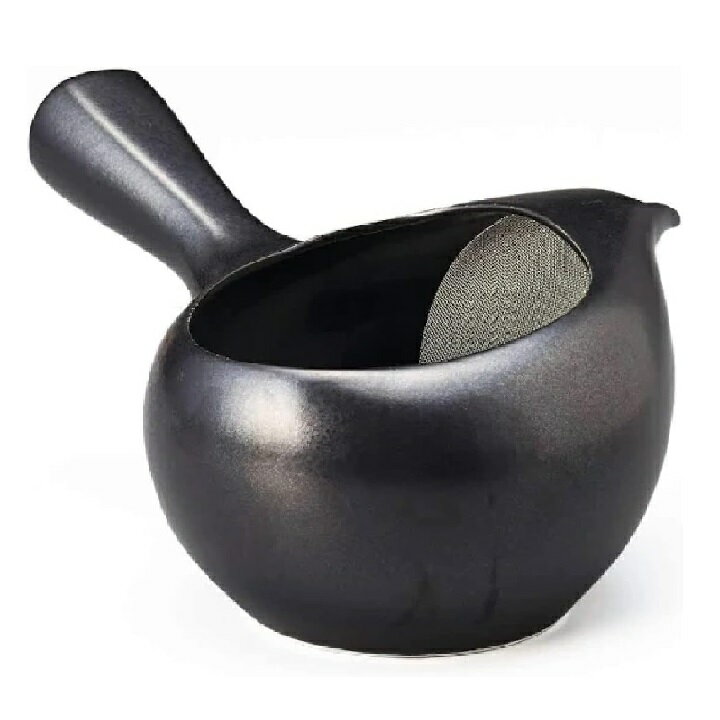 美濃焼 (常滑焼) フタなし急須 晶窯作「ちゃーみる 大・黒窯変」600ml (えむ網茶こし)