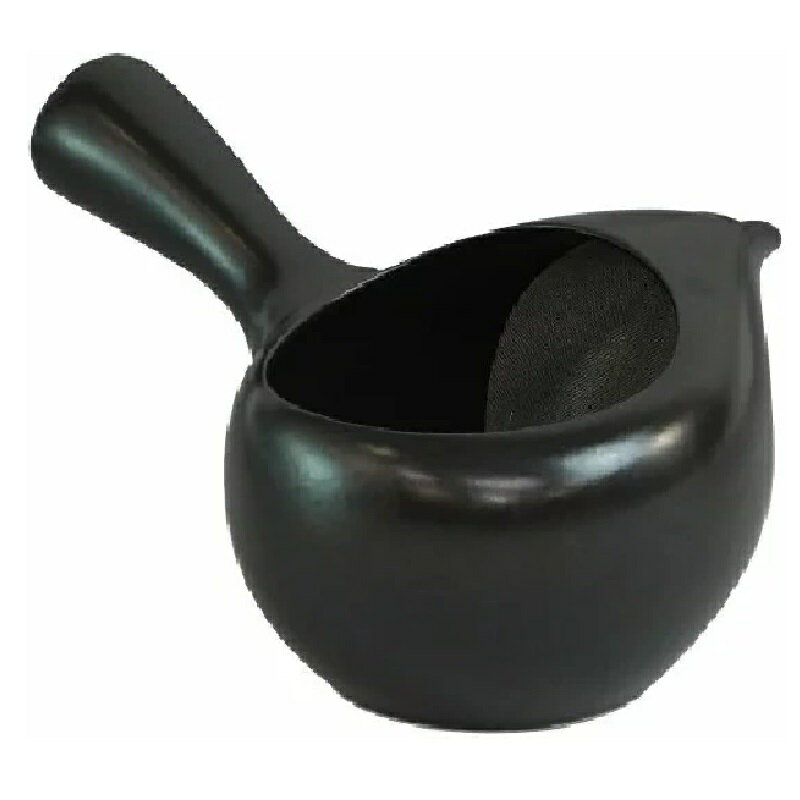 美濃焼 (常滑焼) フタなし急須 晶窯作「ちゃーみる 黒窯変」400ml (えむ網茶こし)