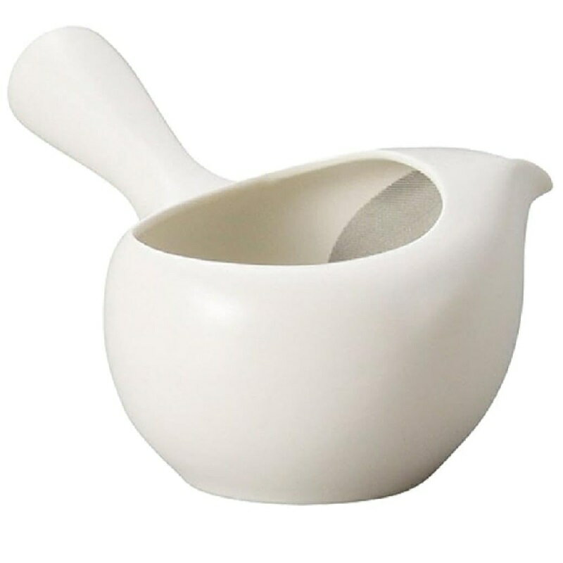 美濃焼 (常滑焼) フタなし急須 晶窯作「ちゃーみる 大・白」600ml (えむ網茶こし)