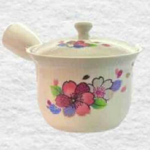 常滑焼 急須 晶窯作「白 二色桜」280ml (かご網茶こし)