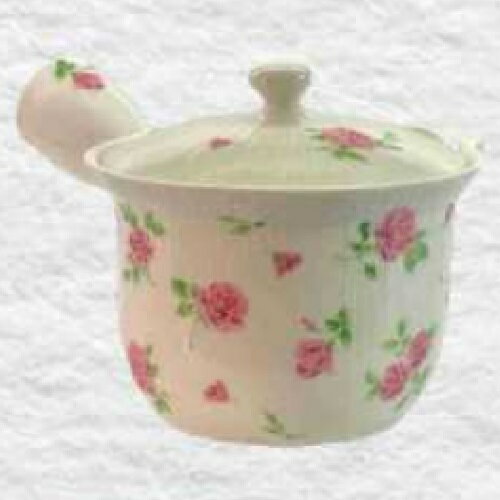 常滑焼 急須 晶窯作「白 バラ」280ml (かご網茶こし)