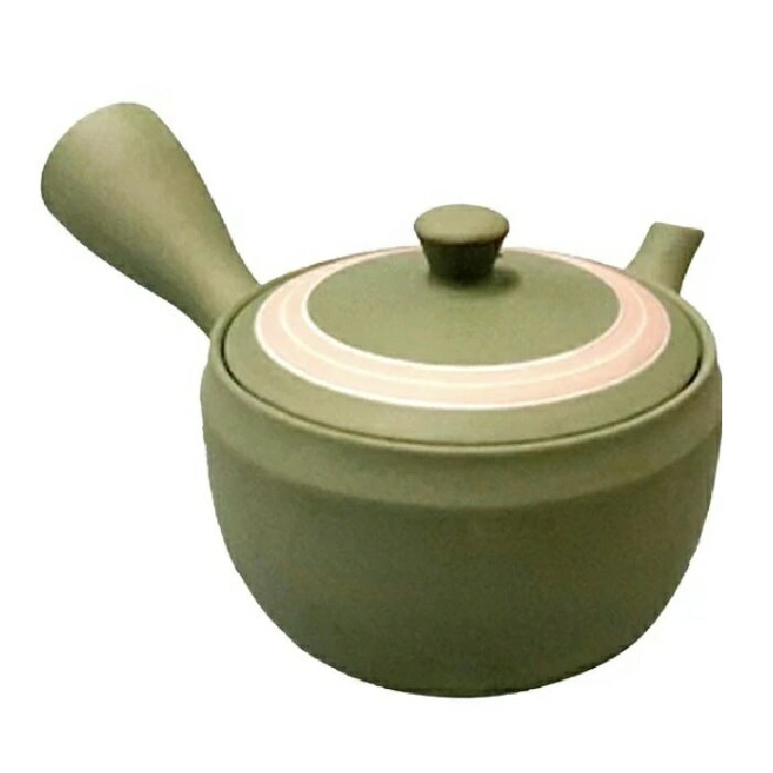 常滑焼 急須 晶窯作「桃白ライン」380ml (えむ網茶こし)