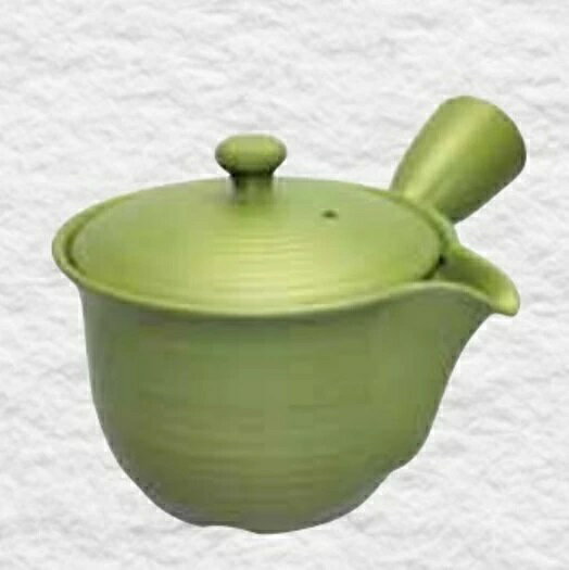 常滑焼 急須 晶窯作「緑泥 線段」430ml (かご網茶こし)