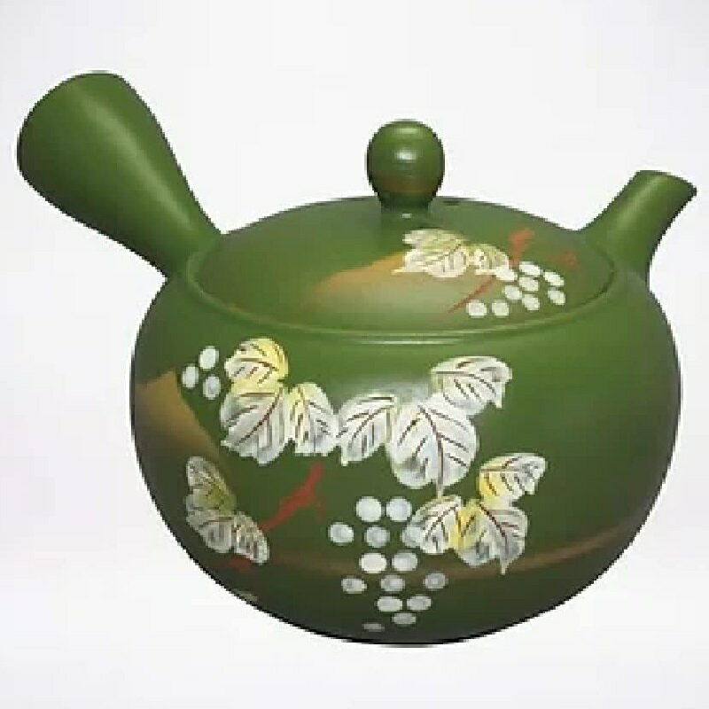 常滑焼 急須 晶窯作「緑 ぶどう」400ml (さわやか網茶こし)