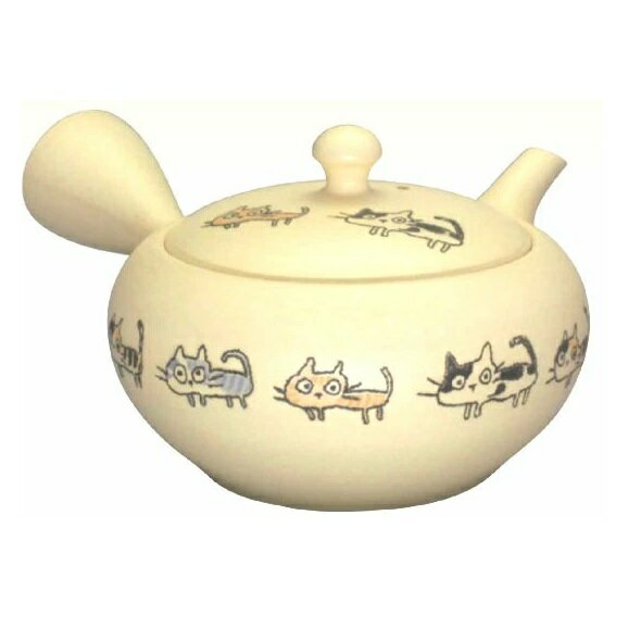 常滑焼 急須 晶窯作「黄 ネコ」240ml (さわやか網茶こし)